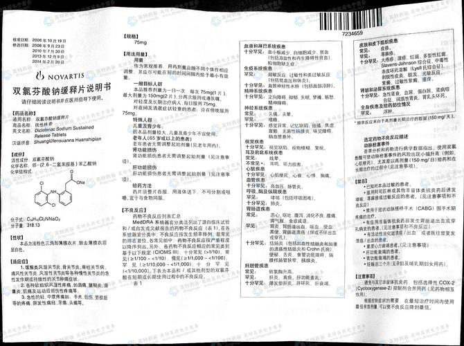 双氯芬酸钠缓释片(扶他林片)