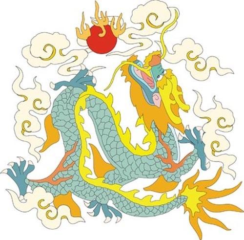 浅色龙戏珠图片[矢量图,ai]