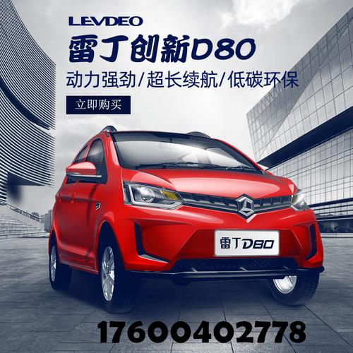 雷丁d80四轮电动汽车成人女性新能源轿车全封闭油电两用d80