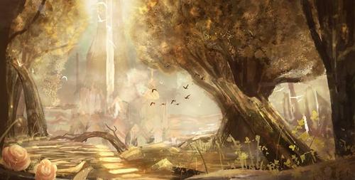 奇幻的森林风景4k插画