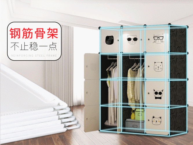 热卖简易衣柜布组装布艺钢架衣橱儿童收纳塑料折叠衣服储物柜子经济型