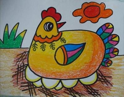 母鸡孵蛋简笔画