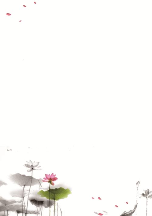 简洁水墨荷花中国风信纸背景word模板.docx 1页