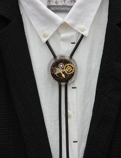 原创设计师 男女全手工蒸汽朋克齿轮波洛领带bolo tie