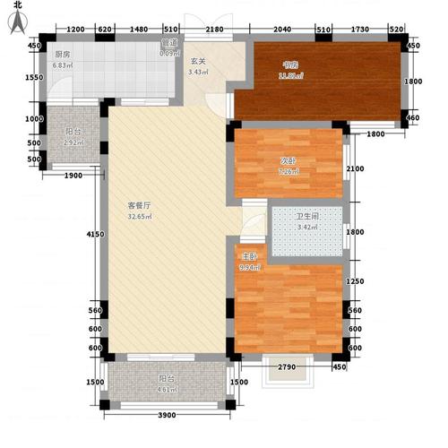 双湖湾113.65㎡f户型3室2厅2卫1厨