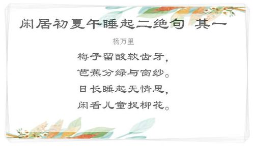 古诗文经典传承闲居初夏午睡起二绝句宋杨万里