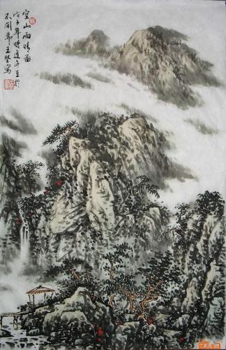 名家 王坚 山水 - 空山雨晴