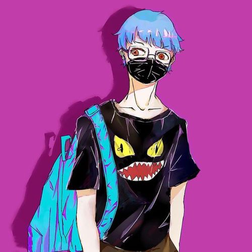 粉色背景口罩男头像