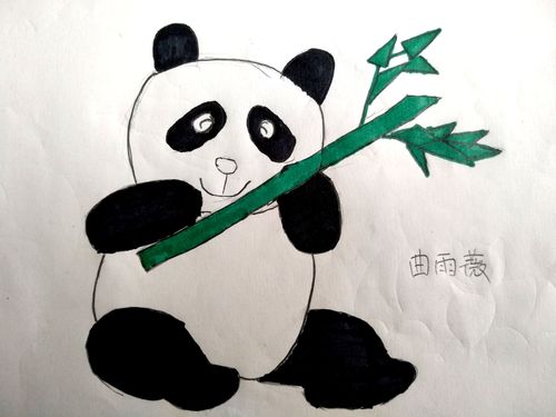 六二班美术:熊猫吃竹子