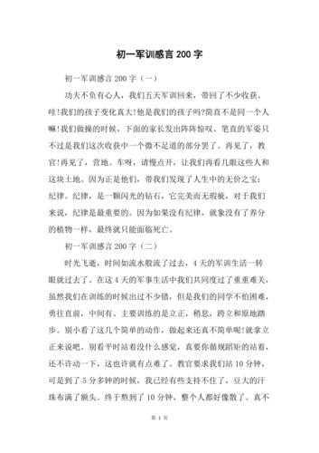初一军训感言200字