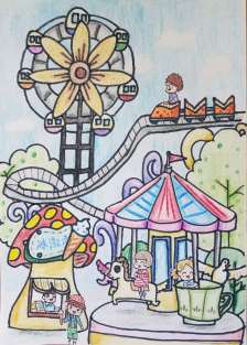 彩铅绘:游乐场