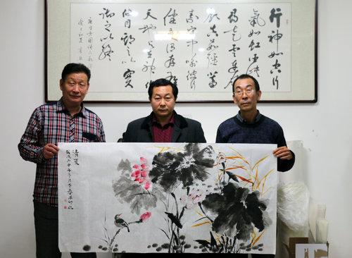 画家陈老春,边凤卯合创国画作品现场展示