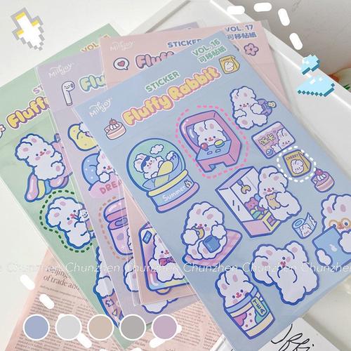 韩国ins哆嗦兔贴纸可爱少女心手帐手机壳水杯素材diy