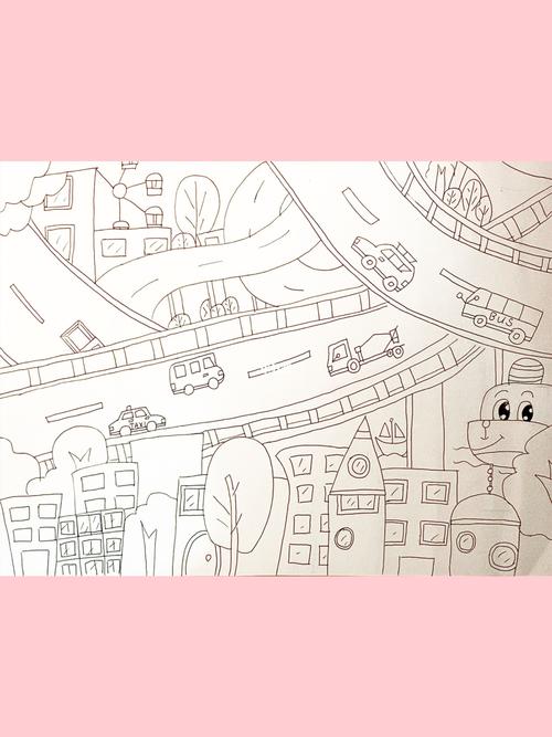 交通主题画热闹的马路