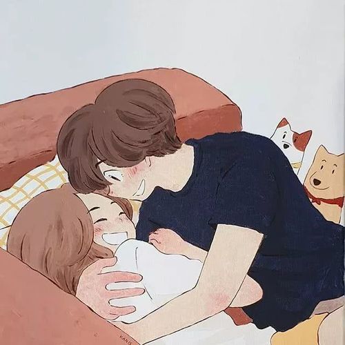 情侣日常小插画,亲亲抱抱举高高!