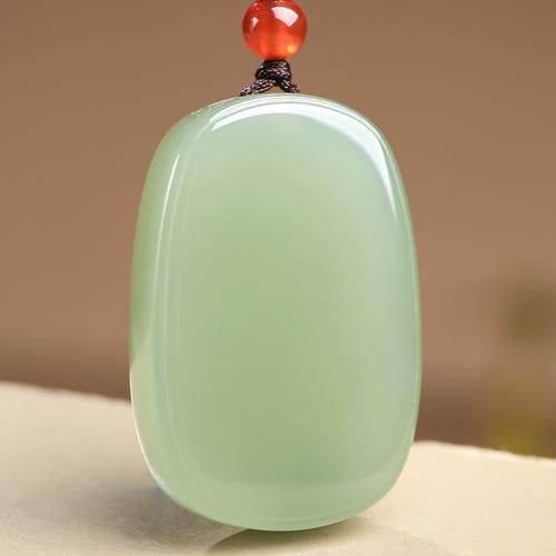 印象眸和田玉吊坠浅青玉平安喜乐无事牌男女款玉石挂件附送证书视频