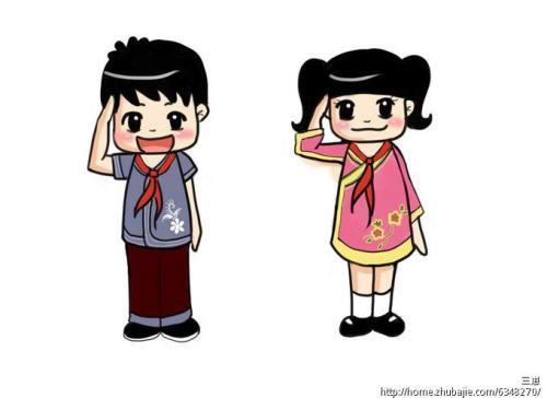 小学生敬礼简笔画全身