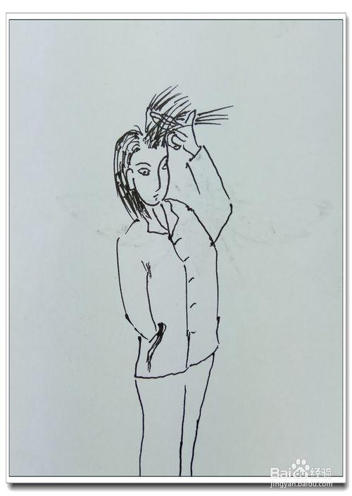 怎样画简笔画"用手理头发"?