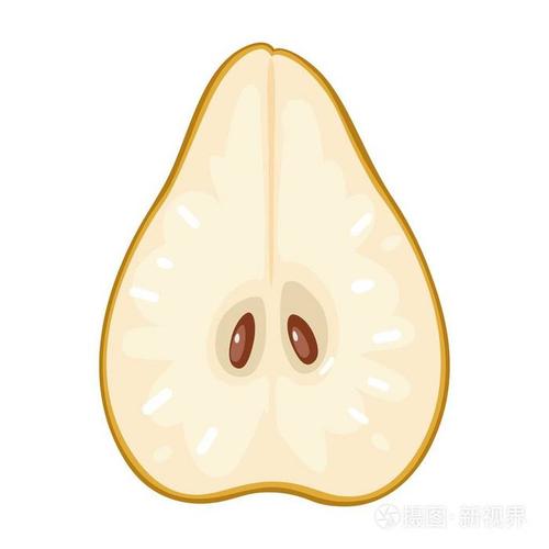 梨在白色背景上的圆片.平面彩色插图