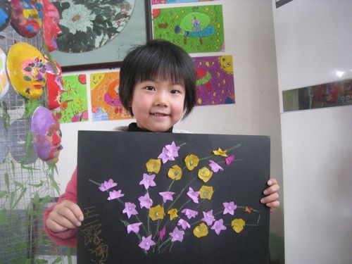 手工贴画---迎春花