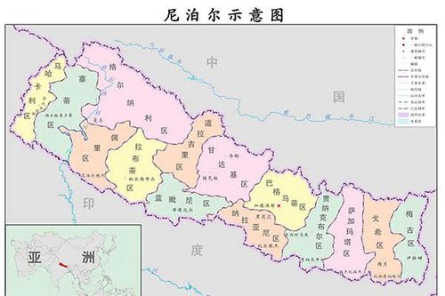 尼泊尔地图 珠穆朗玛峰和夏尔巴人的故乡