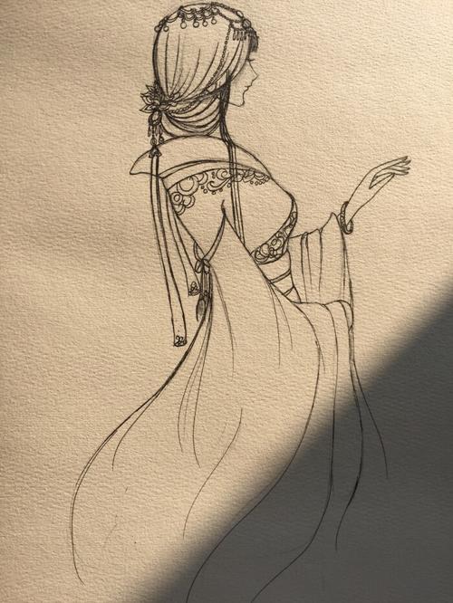 古风女子手绘线稿