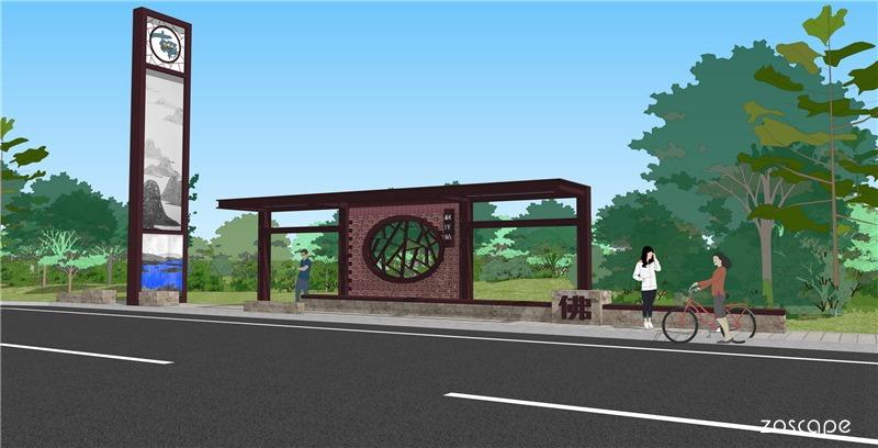 新中式公交站台设计-景观模型- sketchup园林景观模型