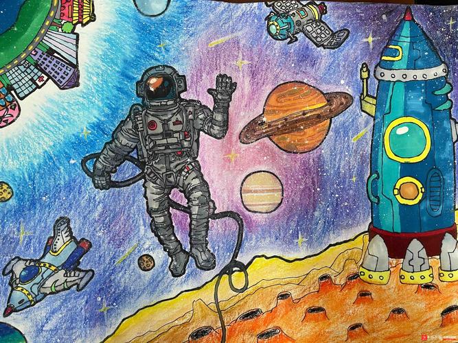 临沂红旗小学开展"创想赢未来,筑我航天梦"航空主题绘画评比活动