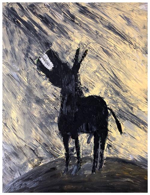 荒诞派艺术家秃头倔人最新作品