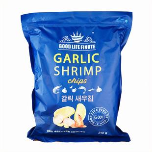 韩国进口趣莱福蒜味虾片膨化食品怀旧零食网红蓝色抱抱大虾片