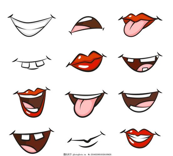 卡通嘴巴卡通人物素材,可爱红色嘴唇卡通嘴唇动漫动画