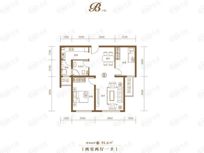 金隅冀东金玉府2室2厅1卫户型图 - 唐山乐居