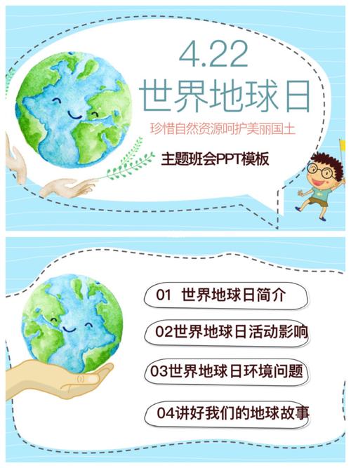 幼儿园&小学世界地球日主题班会ppt课件素材_ppt