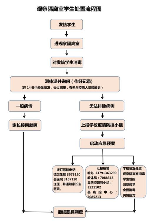 观察隔离室学生处置流程图
