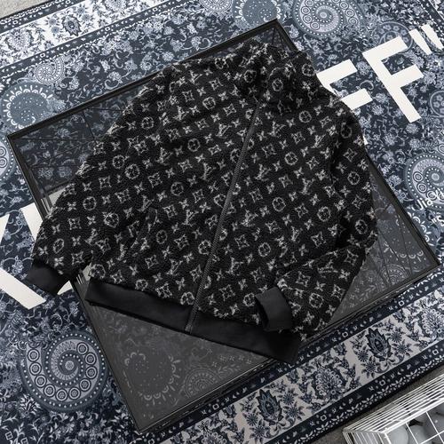 lv monogram满logo提花摇粒绒拉链夹克外套