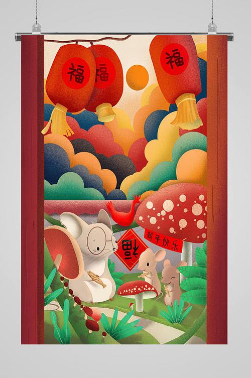 喜庆新年国潮插画