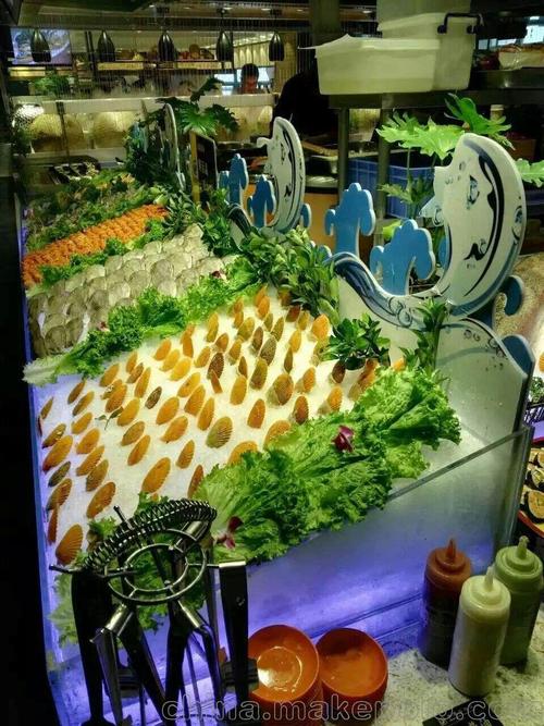 定制不锈钢led灯自助餐海鲜冰盘冰槽