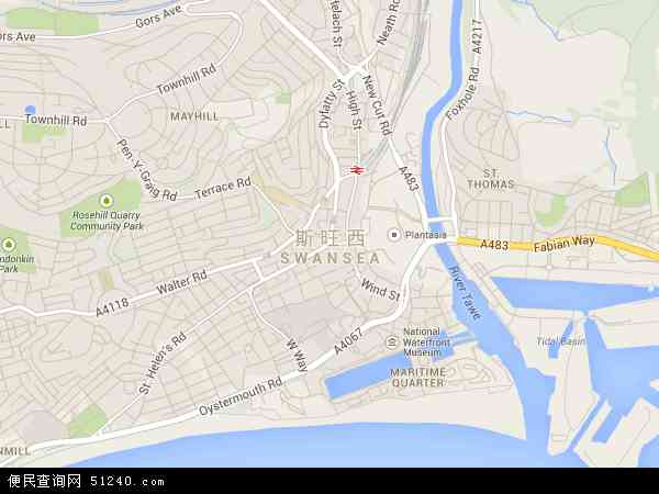 英国威尔士斯旺西地图(卫星地图)