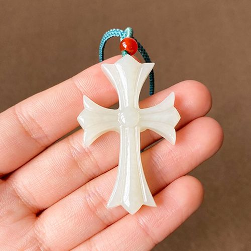 全意琳 和田玉十字架吊坠 玉石挂件男女情侣款守护吊坠玉坠玉石 图片