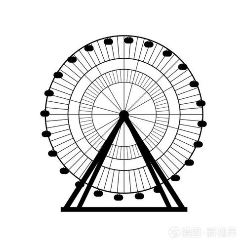摩天轮的轮廓,圈.嘉年华.游乐场背景.旋转木马,议案.矢量图
