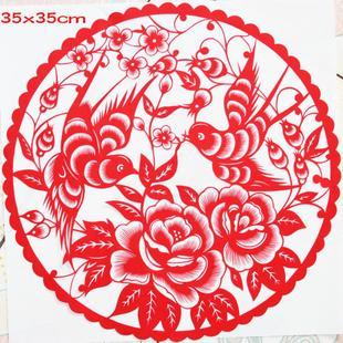 剪纸画纯手工春来富贵 特色作品 客厅装饰画 刻纸窗花促销冲冠