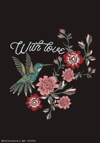 绣花矢量图下载玫瑰花鸟素材