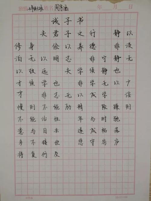 优秀作品展示获得级部优胜的同学书写规范是学生写作业的基本要求