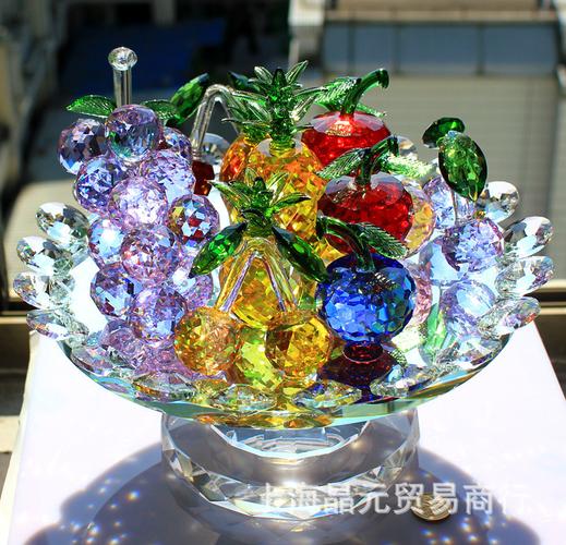 水晶水果盘葡萄仿真客厅茶几摆件装饰品工艺品大号地中海风情