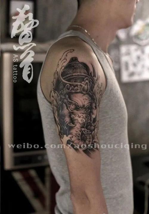 象神纹身图案 胳膊纹身图案 象神纹身素材