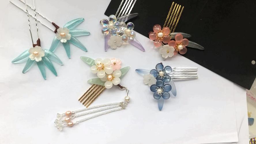 胖水滴竹叶可爱小发簪发梳手工diy制作教程_发簪_发梳