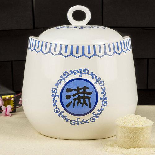 饭米粒 景德镇陶瓷米缸 密封米桶储米罐 防虫带盖米桶