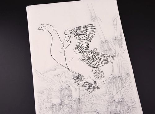 工笔画白描底稿临摹练习初学者入门国画水彩野鸭天鹅勾线熟宣纸 g3