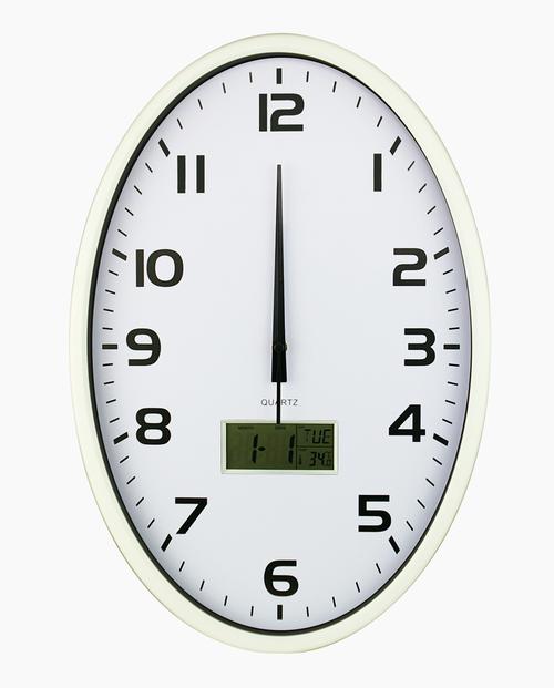 maxhome金属椭圆形电波钟时尚静音客厅办公室挂钟二代