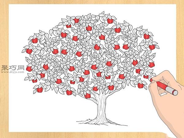 画水果树的步骤一起学如何画树